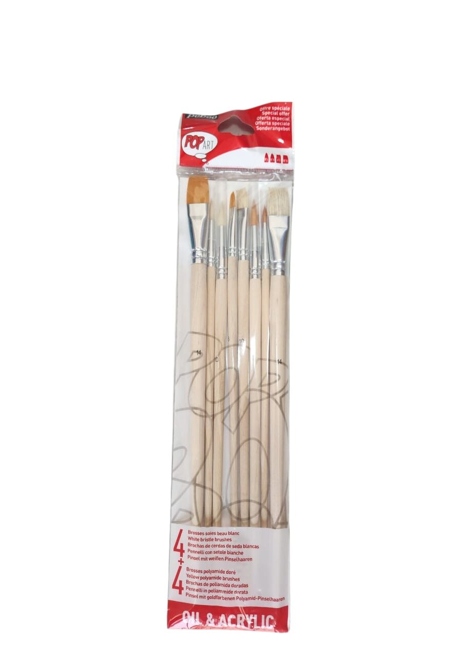 PAQUET PINCEAUX EN BOIS 8pièces GM