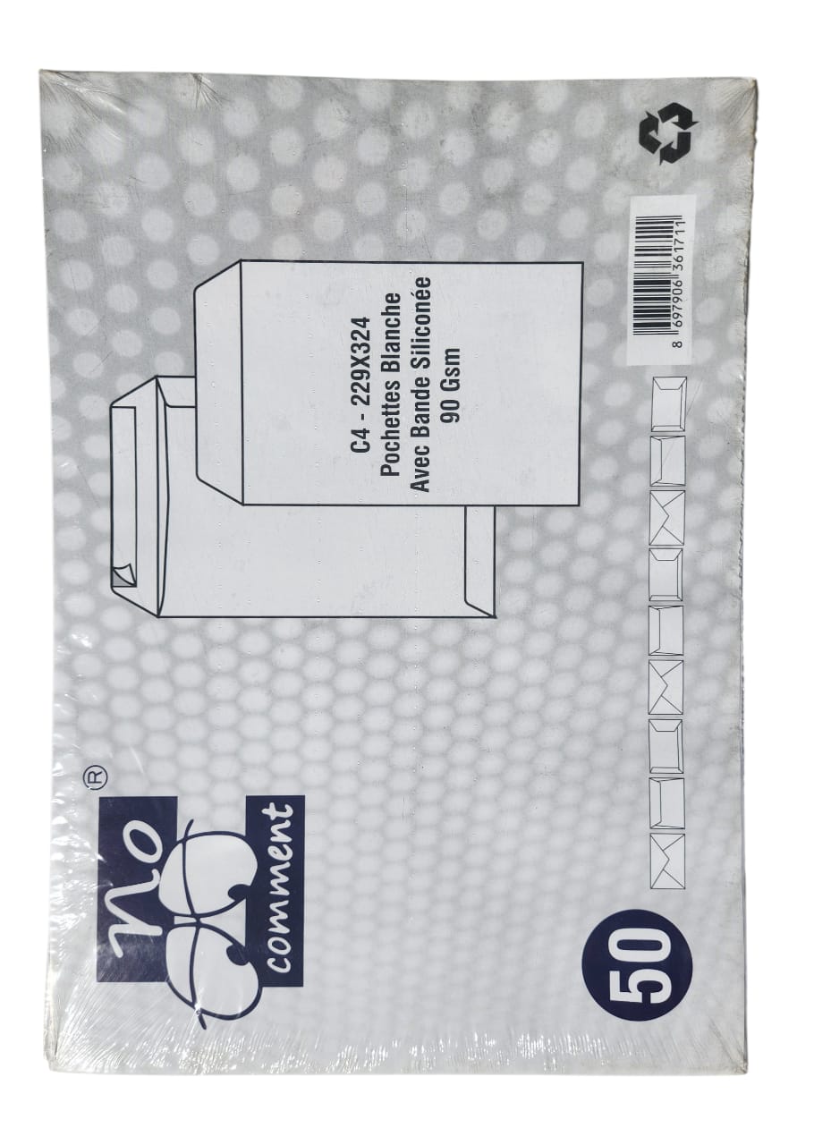 PAQUET ENVELOPPE BLANCHE A4 50 PIECES